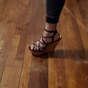 Bakers Rhinestone black cork high heels